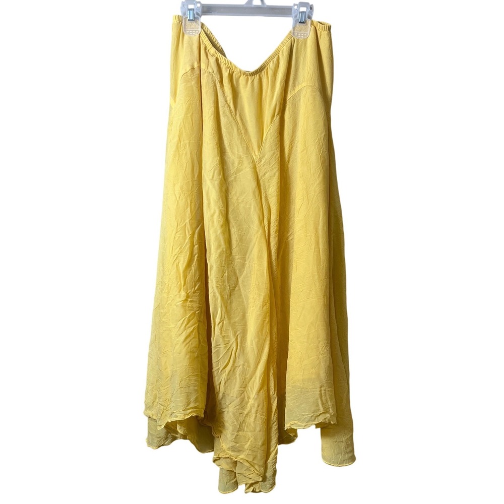 Click by Color Me Cotton Yellow Midi Skirt Size M Boho Handkerchief Hem Lagen